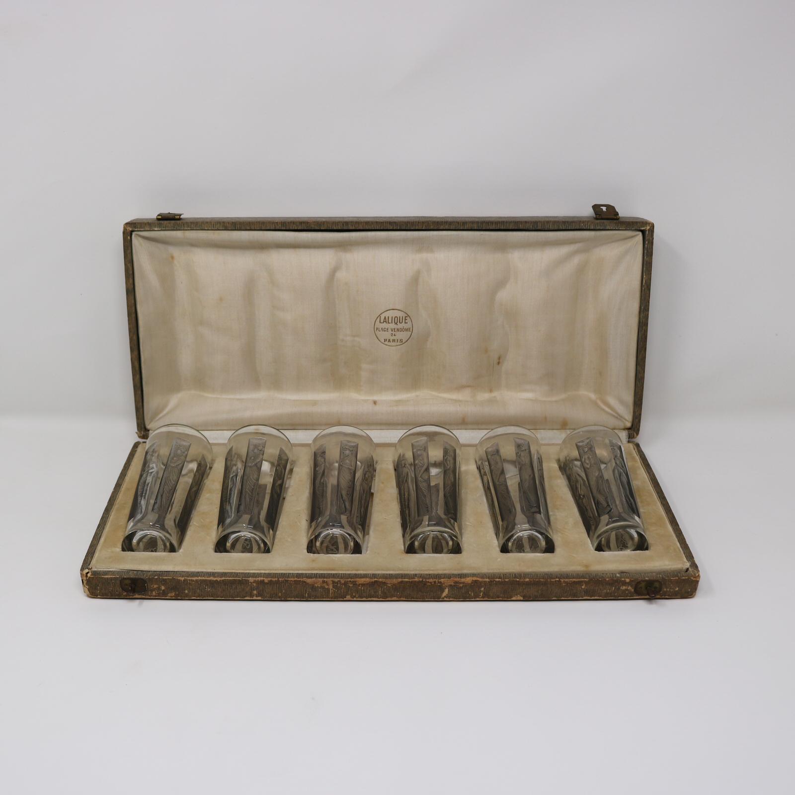 Rene Lalique Glass Shot Glasses Set of 6 Boxed - ID#23377 Image 1