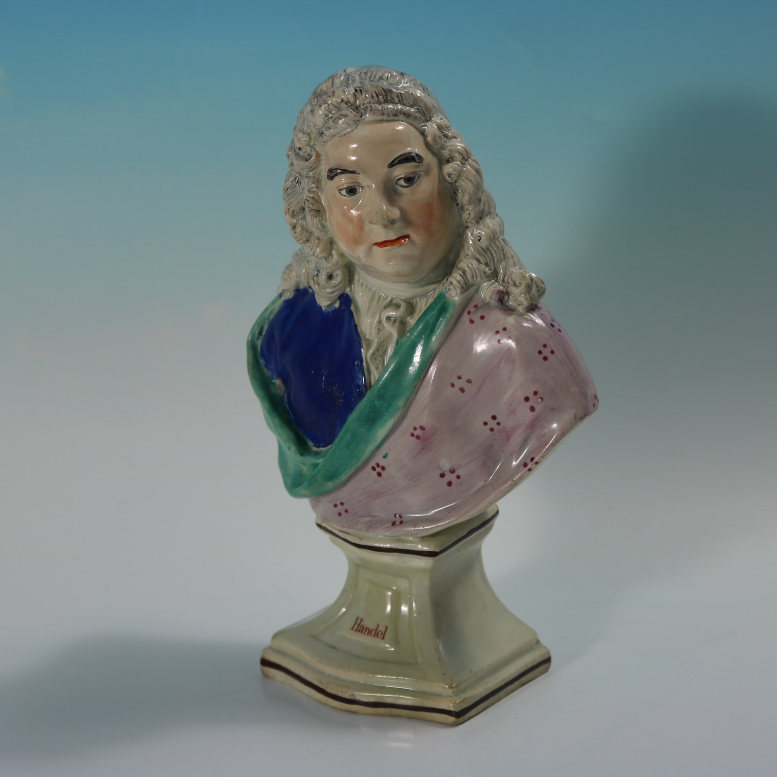 Staffordshire Pearlware Bust of the Composer Handel - ID#23332 Image 2