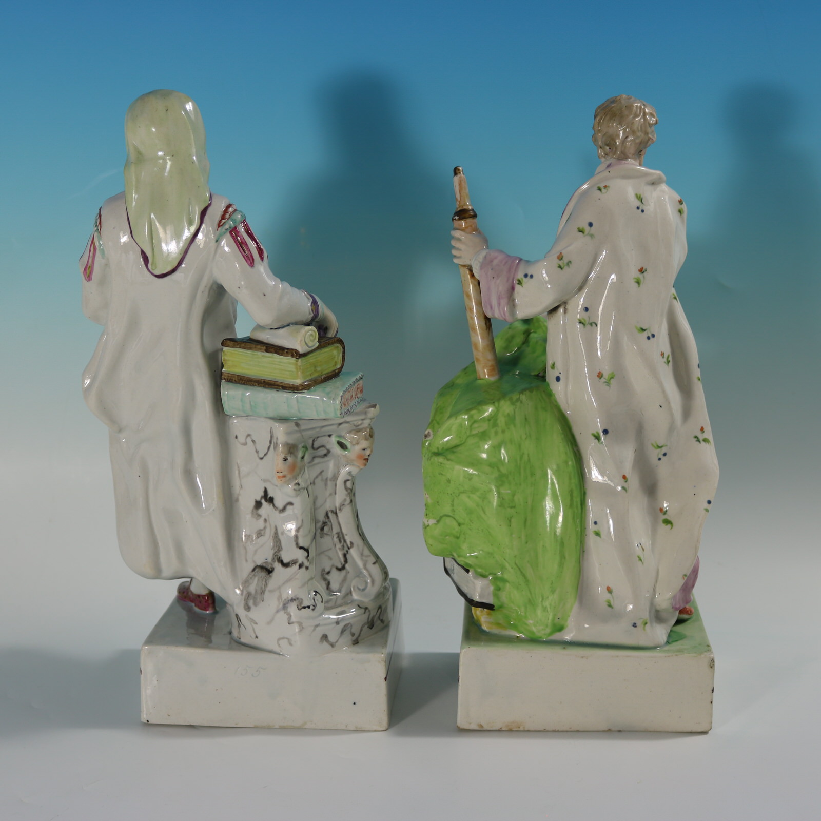 Pair Ralph Wood Staffordshire Pearlware Figures Chaucer & Newton - ID#23367 Image 4