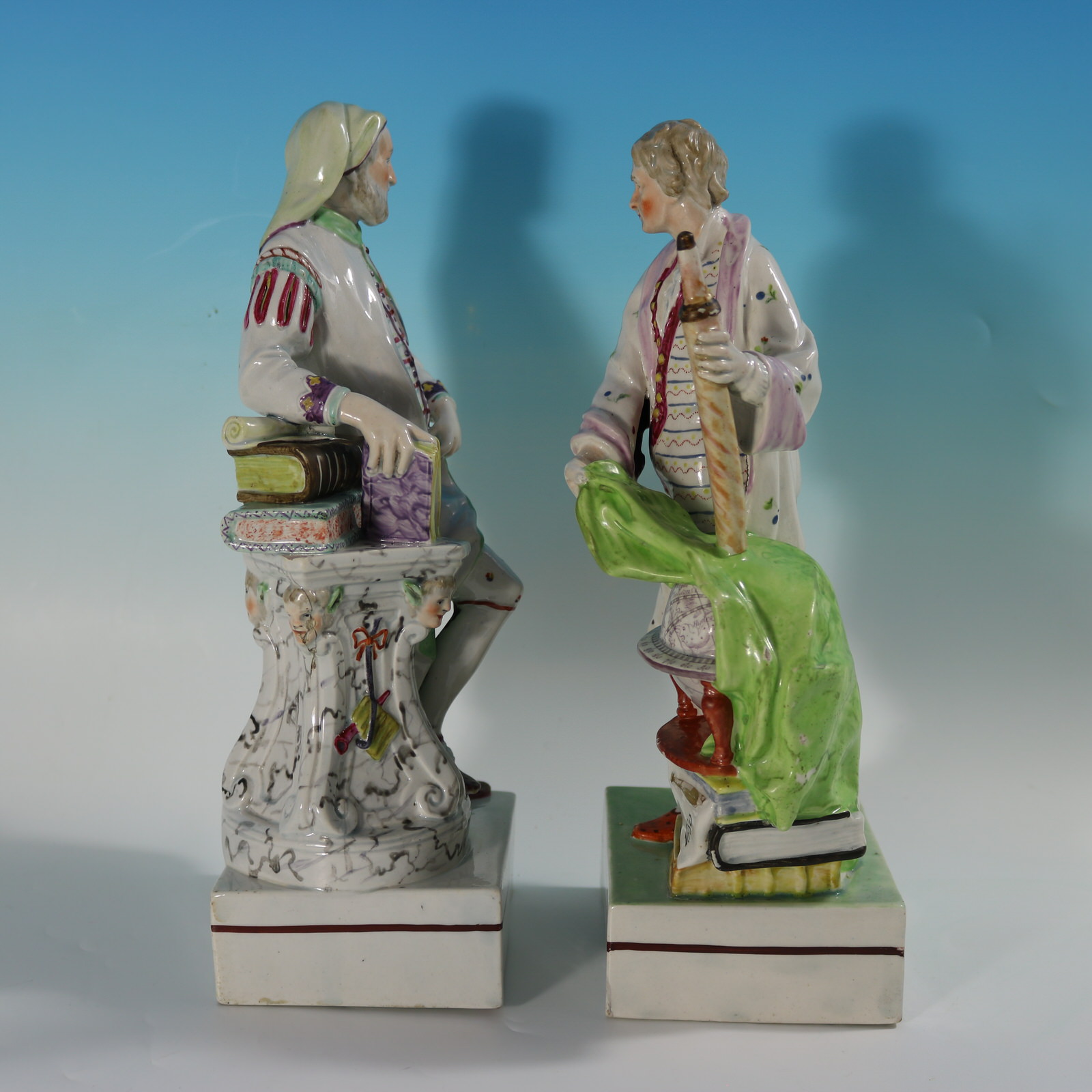 Pair Ralph Wood Staffordshire Pearlware Figures Chaucer & Newton - ID#23367 Image 3