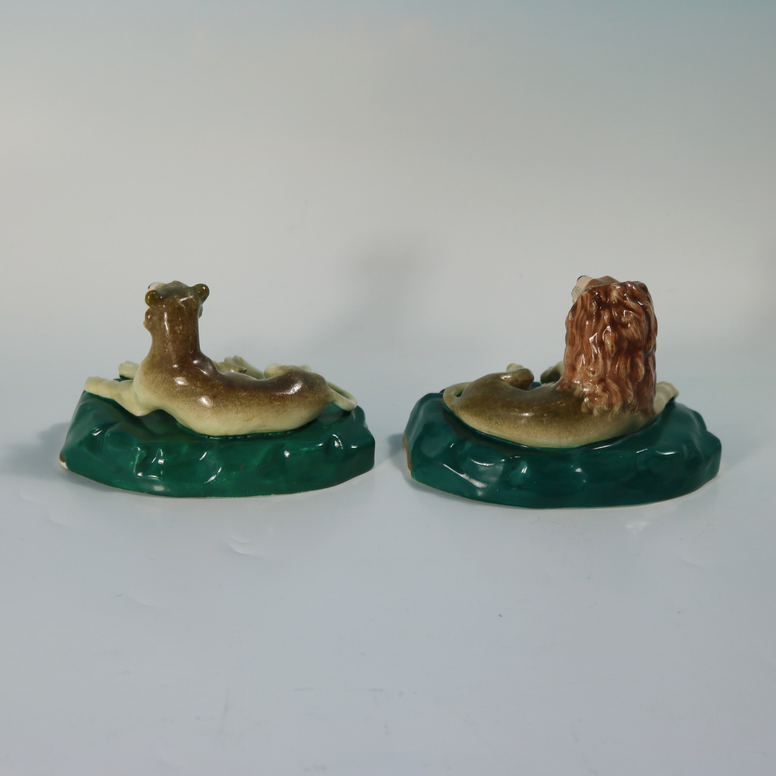 Rare Pair Staffordshire Lion and Lioness Figures - ID#23349 Image 4