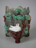 Thomas Sergent Majolica birds in tree pot