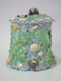 Majolica Palissy jar and cover