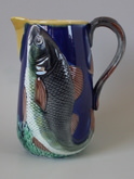 Majolica leaping fish pitcher