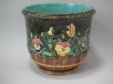 Copeland Majolica pansy jardinière