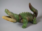 Majolica palissy crocodile-like reptile figure
