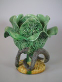Large Mafra Majolica Palissy cabbage sugar pot & cover