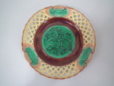 Wedgwood Majolica pictorial lattice rimmed plate