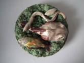 Majolica Palissy monkfish, eel, fish&mussel wall plate