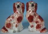 Small Pair Staffordshire russet spaniels