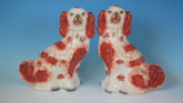 Pair Staffordshire russet & white spaniels