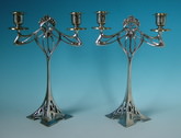 Pair WMF Silver Plated Twin Branch Candelabra