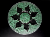 René Lalique Glass Green stained 'Vases No2' Plate