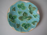 George Jones Majolica strawberry leaf on napkin plate