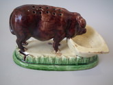 Alves Majolica Palissy pig toothpick holder