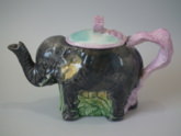 Majolica Elephant tea pot & cover
