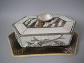 Wedgwood Majolica Argenta boat&fish sardine dish&cover