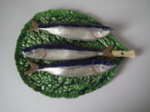 Majolica Palissy fish on cabbage leaf plate