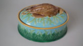 George Jones Majolica Partridge game pie dish & cover