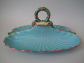 Minton Majolica shell dish with handle