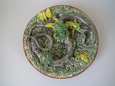 JFS Palissy Majolica snake & lizard plate