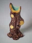 Majolica tree trunk spill vase
