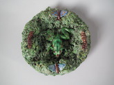Small Cunha Majolica Palissy frog & moths plate