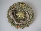 Majolica Palissy snake & toad plate