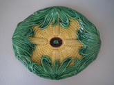Majolica corn on the cob bread platter