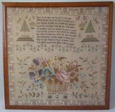 Antique Sampler, 1817 Silkwork Sampler by Elizabeth Sarah Cann