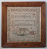 Antique Sampler, 1836 Tiger Sampler by Elizabeth Smith