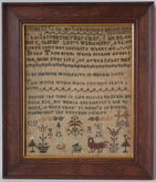 Antique Sampler, 1796 Religious Verse Sampler by N B