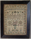 Antique Sampler, 1824 Cat Sampler by Rachel Reeve