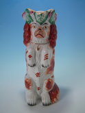 Staffordshire russet & white begging spaniel pitcher