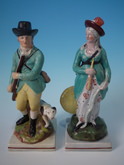 Pair Staffordshire Pearlware hunter figures