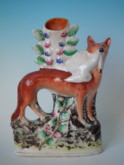 Staffordshire Fox & Bird spill vase