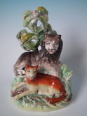 Kent Staffordshire lion & lioness figure group