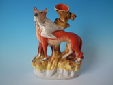 Staffordshire Fox & bird spill vase