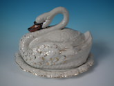 Staffordshire swan serving tray and cover