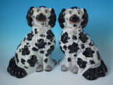 Pair Staffordshire black & white 'chunky' spaniels