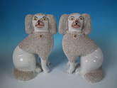 Large Pair Staffordshire leg free poodles