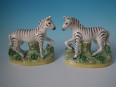 Pair Kent Staffordshire zebras