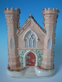 Staffordshire twin turreted castle/chapel spill vase