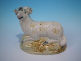 Staffordshire Prattware recumbent ram figure