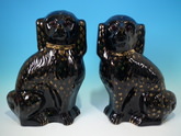 Large Pair Staffordshire Jackfield spaniels