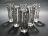 René Lalique Clear with grey staining Glass 'Six Figurines' Shot glasses