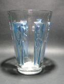 René Lalique Clear with blue staining Glass 'Gobelet Six Figurines' Vase