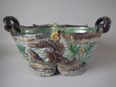 French Palissy Majolica lobster, fish and eel planter