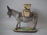 Large Delphin Massier Majolica donkey figure