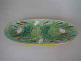 George Jones Majolica lily and bulrush dish